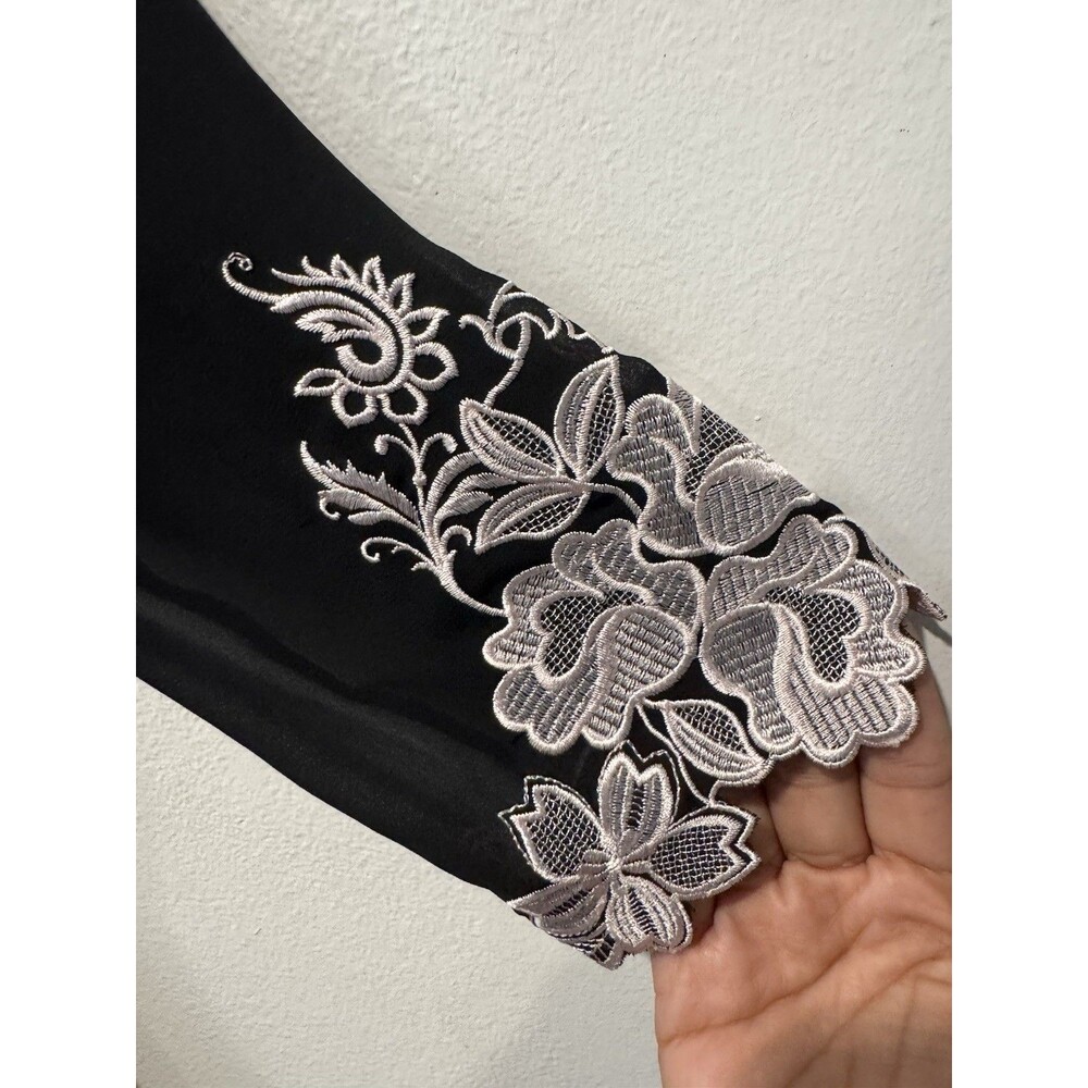Ted Baker Feay Black Heavy Embroidered Lace Trim Fit & Flare Cocktail Dress Sz 1 - Picture 6 of 11